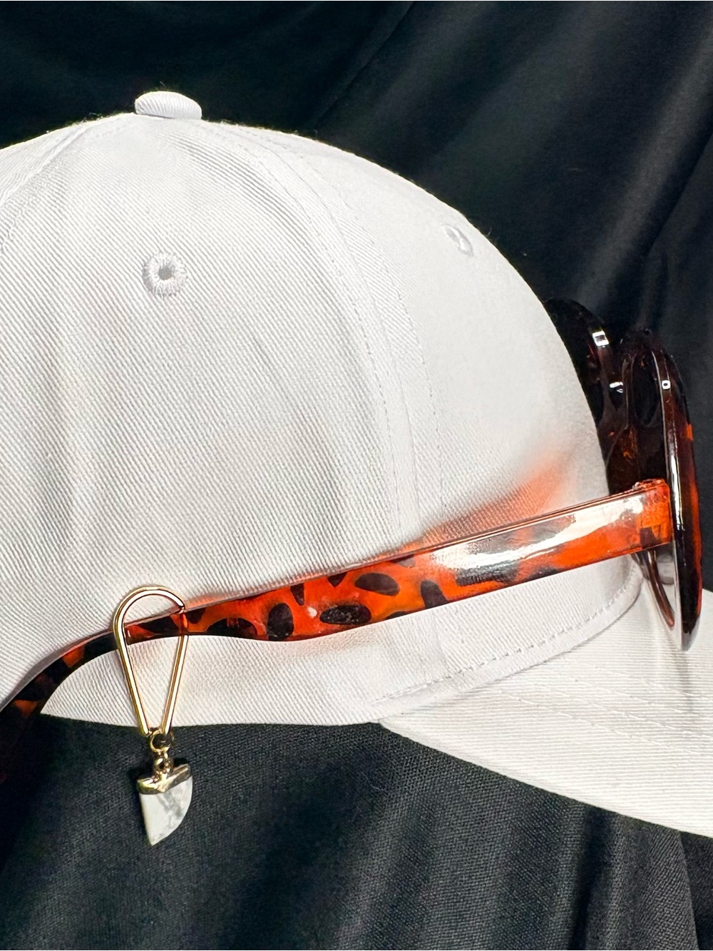 Sunglasses Holder for Baseball Hat with Shark Tooth Charm